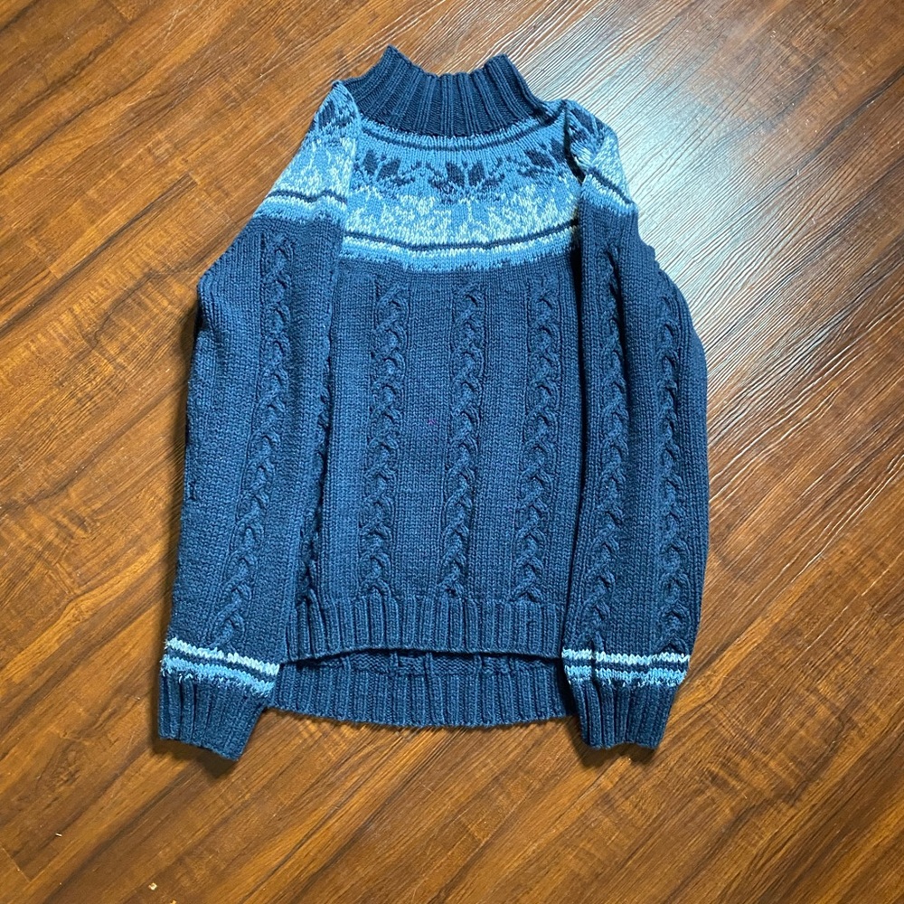 Tommy Hilfiger Navy and Light Blue Turtleneck Sweater